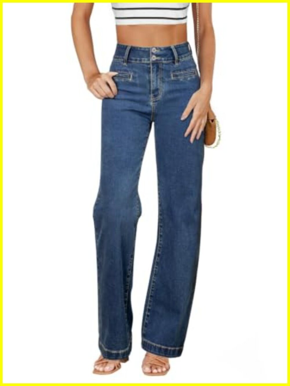 High Waisted Straight Leg Women's Jeans Stretchy Denim Pants